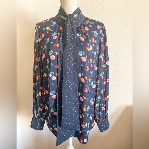 Boden Grace Floral Neck Tie Blouse | Size 14 - Picture 1 of 16